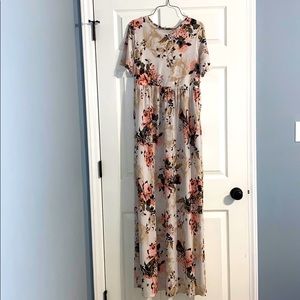 Peach Floral Maxi Dress